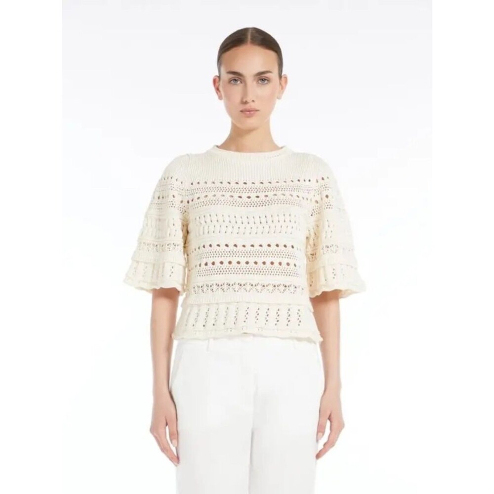 Max Mara Weekend Crochet-Knit Cotton Sweater - size XS